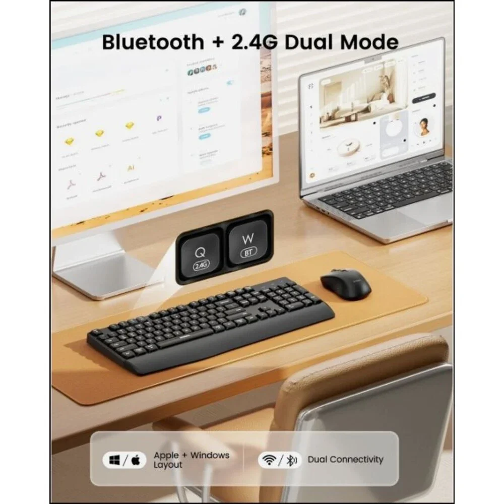 seenda Wireless Bluetooth Keyboard and Mouse Combo, COE200 Ergonomic Wireless...